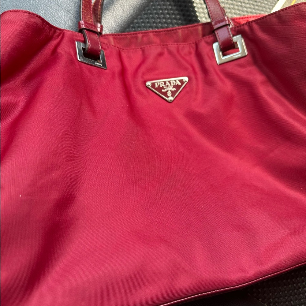 Small leather trimmed Tessuto Tote